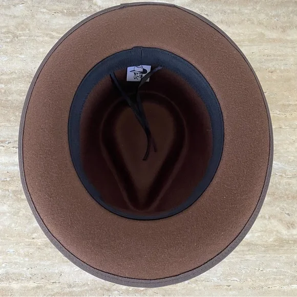 Men Women Hat Large Brown Fedora Felt Trilby Jazz Gatsby Panama Cap - Picture 9 of 10